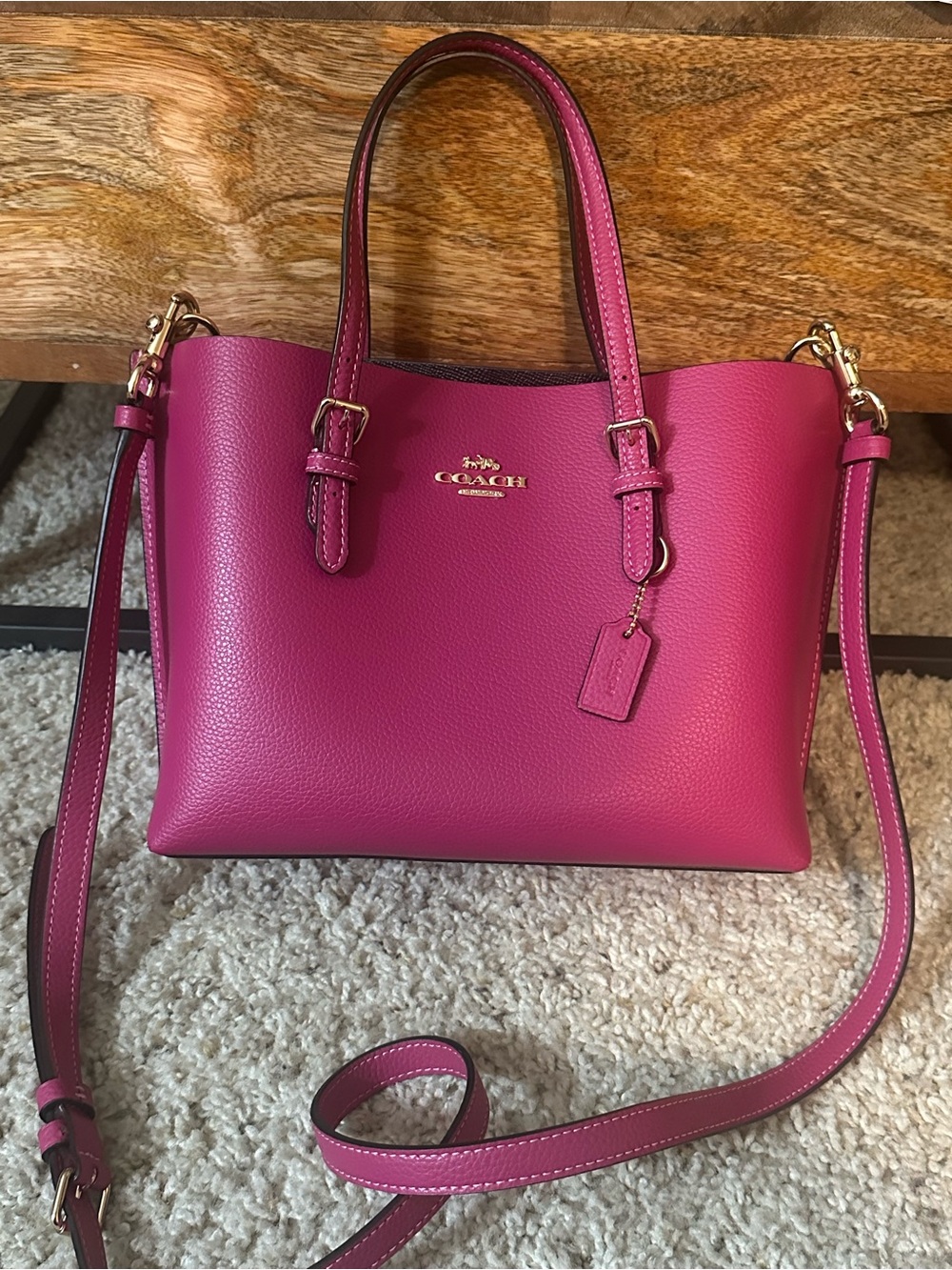 Coach Mollie Leather Tote in Pink with Gold Hardware - Picture 2 of 7